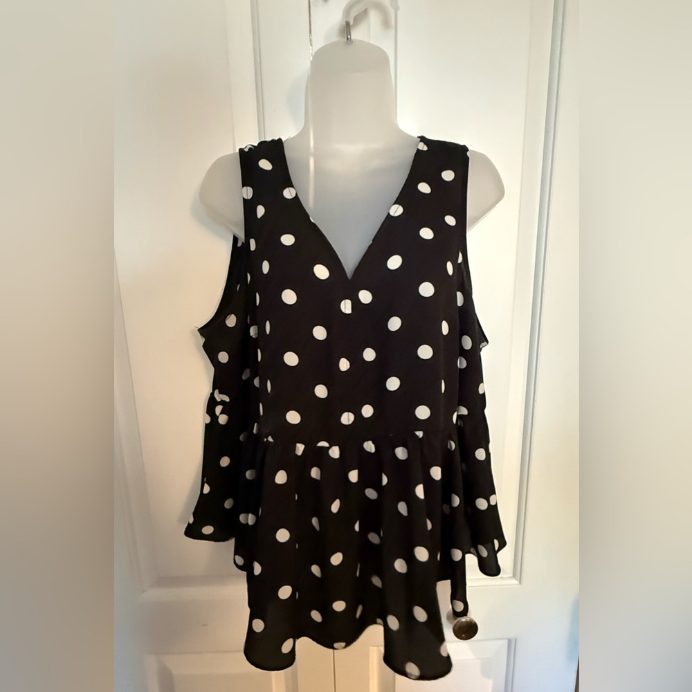 Torrid Black and White Polka Dot Blouse